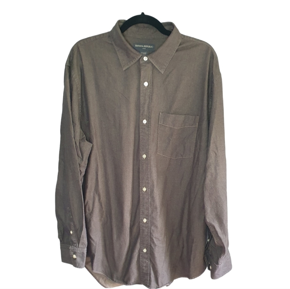 BANANA REPUBLIC Button Down Dress Shirt Brown Men's Size XL